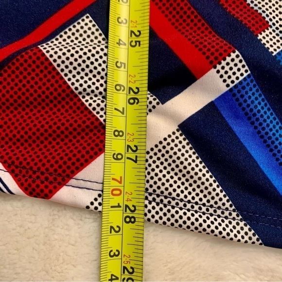 Notations Tunic Top 1X Red White Blue Short Sleeves Buttons Stretchy Boat Neck - Picture 13 of 15